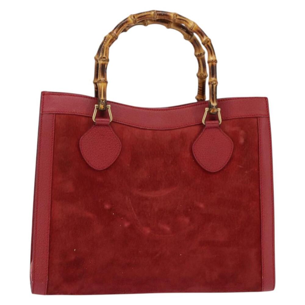 GUCCI Bamboo Hand Bag Leather Suede Red Gold 002 0260 2615 Auth 148239 - Picture 13 of 16